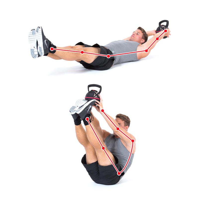 Kettlebell Exercise Sit up with the Smashbell for a Flat Stomach